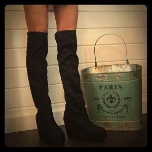 Faux suede black knee high boot size euro 39.
